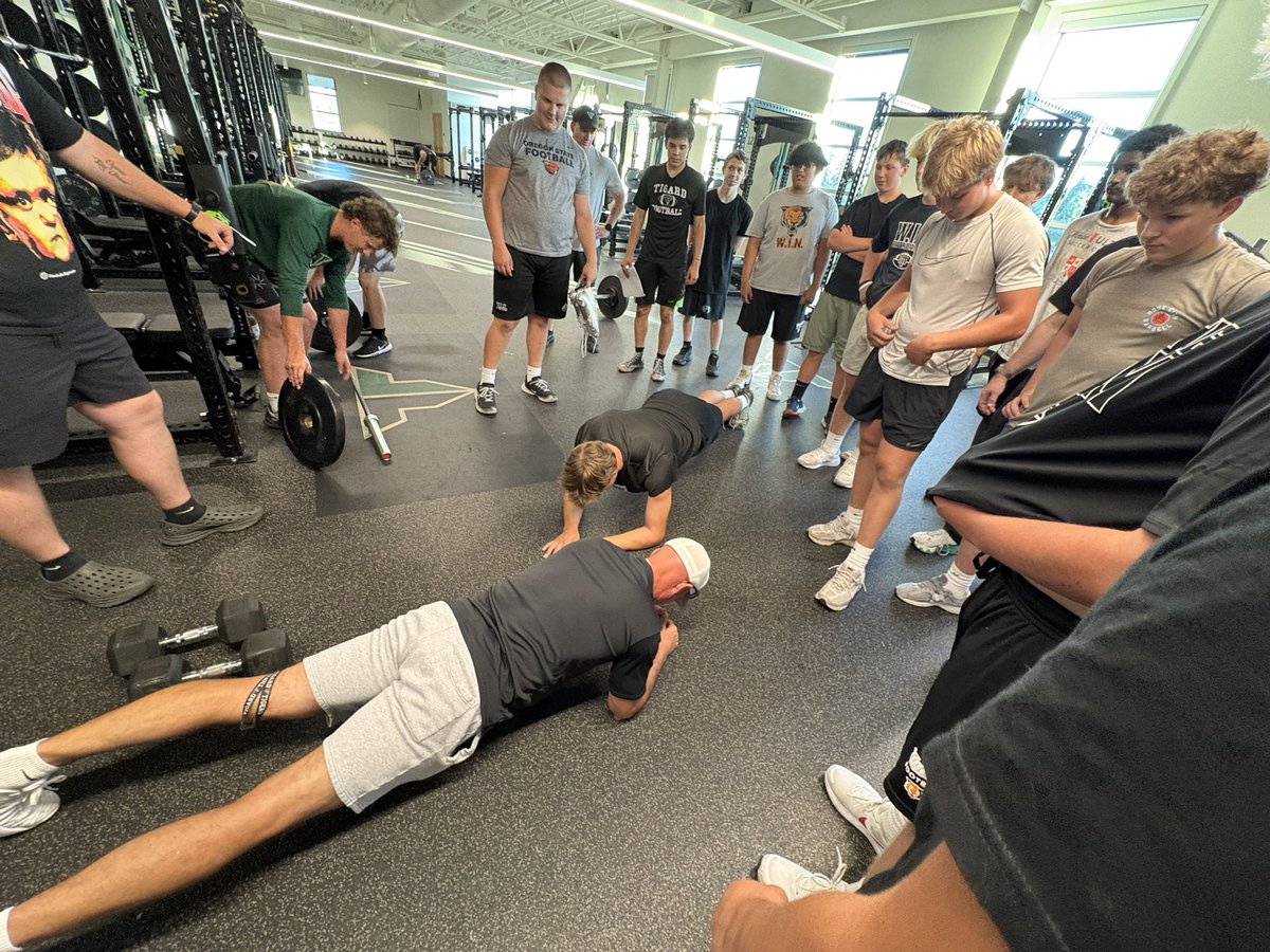 Even Coach Crist had to get in on the evening workout session tonight! #GoTigers #WIN