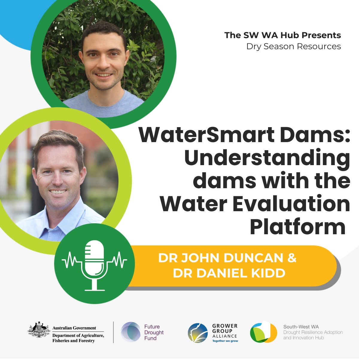 In the latest episode from the #WADroughtHub Dry Season Resources podcast, Dr John Duncan (UWA) &amp; Dr Daniel Kidd (GGA) unpack the new Water Evaluation Platform (WEP) - a web app from the WaterSmart Dams project that helps landholders model dam &amp; catchment performance for smarter,