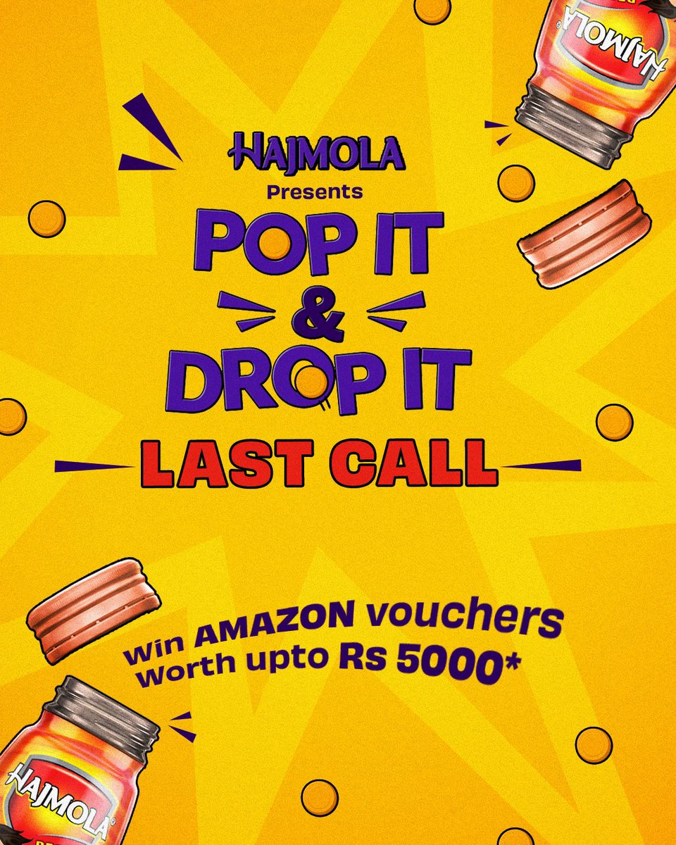 Still left to #popitanddropit? 
Don’t worry, we’re calling all of you to share your reels!
Ask your loved ones something they always say no to, and record their reaction!The funniest reel gets a chance to win Amazon vouchers worth up to ₹5,000!

#Hajmola #PopItAndDropIt