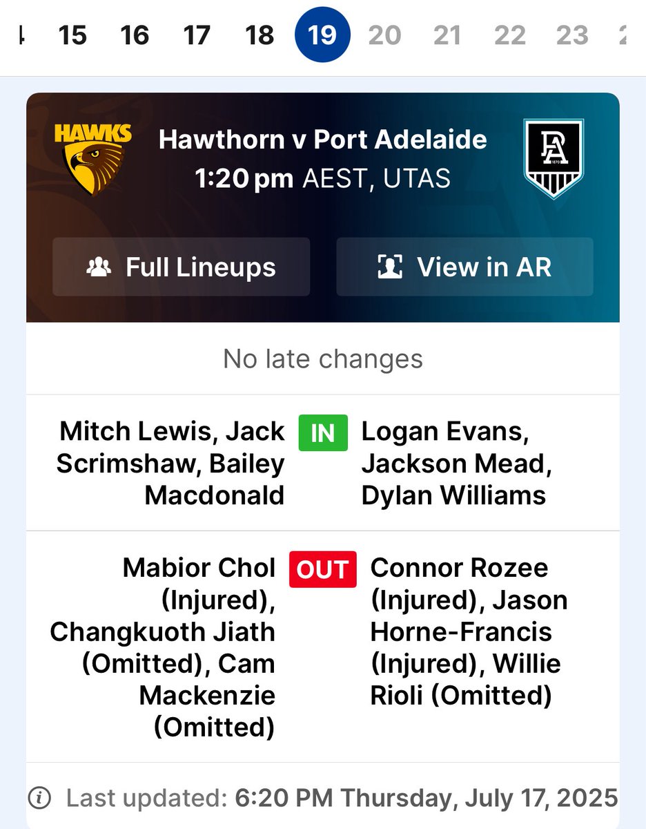 Rozee out..Bye or Buy? 🤔 #Rd19 #AFLFantasy