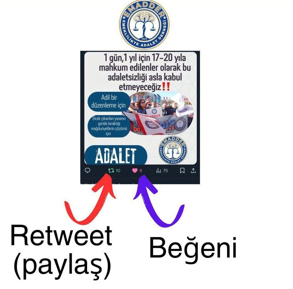 MURAT ÜNLÜ ⚖️ (@munlu184118) on Twitter photo EYT düzenlemesi geldi, adalet sevindik…
Ama sevincimiz yarım kaldı, çünkü biz dışarıda kaldık!
Şimdi sıra bizde: Kademeli emeklilik hemen gelsin!
<a href="/EmadDernegi/">EMEKLİLİKTE ADALET DERNEĞİ ⚖️</a>
#YeniYasaKademeOlmalı EYT düzenlemesi geldi, adalet sevindik…
Ama sevincimiz yarım kaldı, çünkü biz dışarıda kaldık!
Şimdi sıra bizde: Kademeli emeklilik hemen gelsin!
<a href="/EmadDernegi/">EMEKLİLİKTE ADALET DERNEĞİ ⚖️</a>
#YeniYasaKademeOlmalı