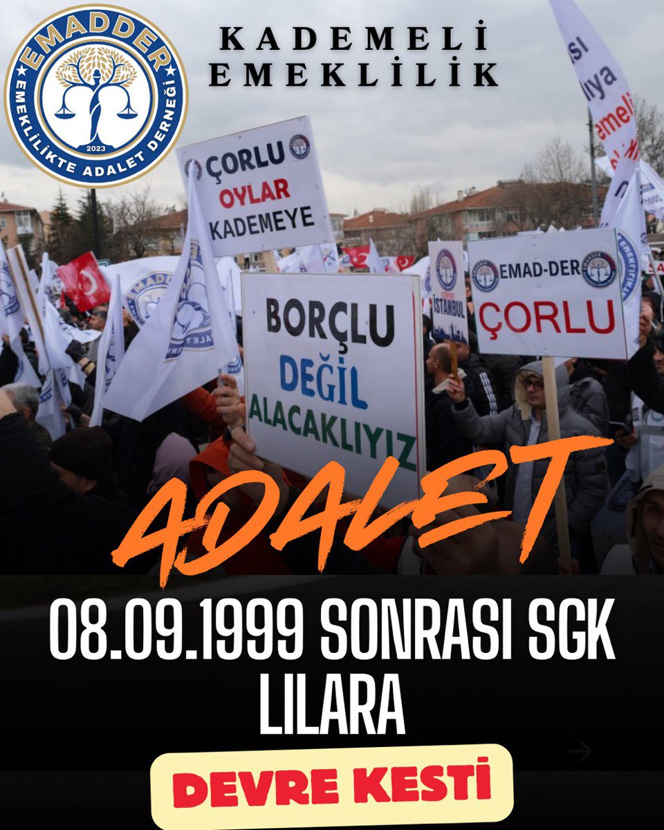 MURAT ÜNLÜ ⚖️ (@munlu184118) on Twitter photo Bu sadece emeklilik değil;
Bir hayatın, bir insanın geleceğinin, bir ailenin huzurunun mücadelesidir.
Kademeli emeklilik adaletin ta kendisidir.
<a href="/EmadDernegi/">EMEKLİLİKTE ADALET DERNEĞİ ⚖️</a>
#YeniYasaKademeOlmalı Bu sadece emeklilik değil;
Bir hayatın, bir insanın geleceğinin, bir ailenin huzurunun mücadelesidir.
Kademeli emeklilik adaletin ta kendisidir.
<a href="/EmadDernegi/">EMEKLİLİKTE ADALET DERNEĞİ ⚖️</a>
#YeniYasaKademeOlmalı