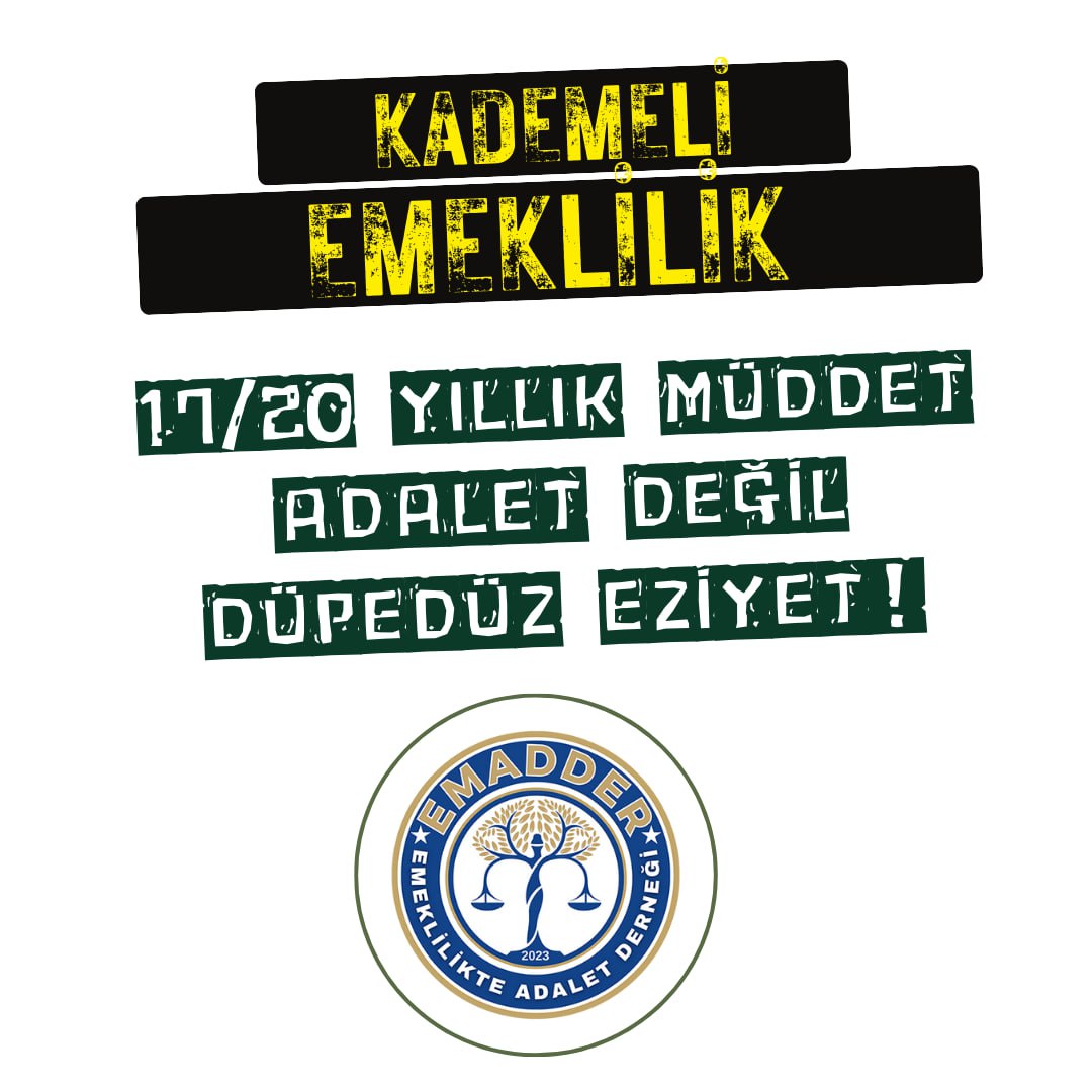 MURAT ÜNLÜ ⚖️ (@munlu184118) on Twitter photo <a href="/b_aslan24/">BÜLENT 24</a> <a href="/EmadDernegi/">EMEKLİLİKTE ADALET DERNEĞİ ⚖️</a> <a href="/sakarsakaa/">Azize Daler</a> <a href="/ozgenurum06/">Nurcan</a> <a href="/Zelihazelo2424/">🦅ZELİHA🦅👑(KARTALİÇE)👑</a> <a href="/Bircearda_oz/">BİRCE ⚖️🇹🇷</a> <a href="/EylemBolukbas/">EylemBölükbaş⚖️</a> <a href="/IsrafilPolat13/">İsrafil Polat⚖️</a> <a href="/sibemol411/">𝙈𝙚𝙝𝙢𝙚𝙩 (𝙎𝙞𝙗𝙚𝙢𝙤𝙡)⚖️</a> <a href="/GokceKebab37166/">Engin kebabci⚖️</a> <a href="/AfyokH/">HASAN ▶️ EMAD-DER AFYON İL TEMSİLCİSİ⚖️</a> <a href="/Coskun_Emad/">Coşkun Erol#EMAD ⚖️</a> <a href="/Akyazero/">cahit aykaç emad ⚖️</a> 25 yıl emeğimiz, bir takvim gününe sığdırılmak isteniyor.
Ama biz sustukça değil, konuştukça güçlüyüz.
Kademeli emeklilik bu suskunluğun sonudur!
<a href="/EmadDernegi/">EMEKLİLİKTE ADALET DERNEĞİ ⚖️</a>
#YeniYasaKademeOlmalı <a href="/b_aslan24/">BÜLENT 24</a> <a href="/EmadDernegi/">EMEKLİLİKTE ADALET DERNEĞİ ⚖️</a> <a href="/sakarsakaa/">Azize Daler</a> <a href="/ozgenurum06/">Nurcan</a> <a href="/Zelihazelo2424/">🦅ZELİHA🦅👑(KARTALİÇE)👑</a> <a href="/Bircearda_oz/">BİRCE ⚖️🇹🇷</a> <a href="/EylemBolukbas/">EylemBölükbaş⚖️</a> <a href="/IsrafilPolat13/">İsrafil Polat⚖️</a> <a href="/sibemol411/">𝙈𝙚𝙝𝙢𝙚𝙩 (𝙎𝙞𝙗𝙚𝙢𝙤𝙡)⚖️</a> <a href="/GokceKebab37166/">Engin kebabci⚖️</a> <a href="/AfyokH/">HASAN ▶️ EMAD-DER AFYON İL TEMSİLCİSİ⚖️</a> <a href="/Coskun_Emad/">Coşkun Erol#EMAD ⚖️</a> <a href="/Akyazero/">cahit aykaç emad ⚖️</a> 25 yıl emeğimiz, bir takvim gününe sığdırılmak isteniyor.
Ama biz sustukça değil, konuştukça güçlüyüz.
Kademeli emeklilik bu suskunluğun sonudur!
<a href="/EmadDernegi/">EMEKLİLİKTE ADALET DERNEĞİ ⚖️</a>
#YeniYasaKademeOlmalı