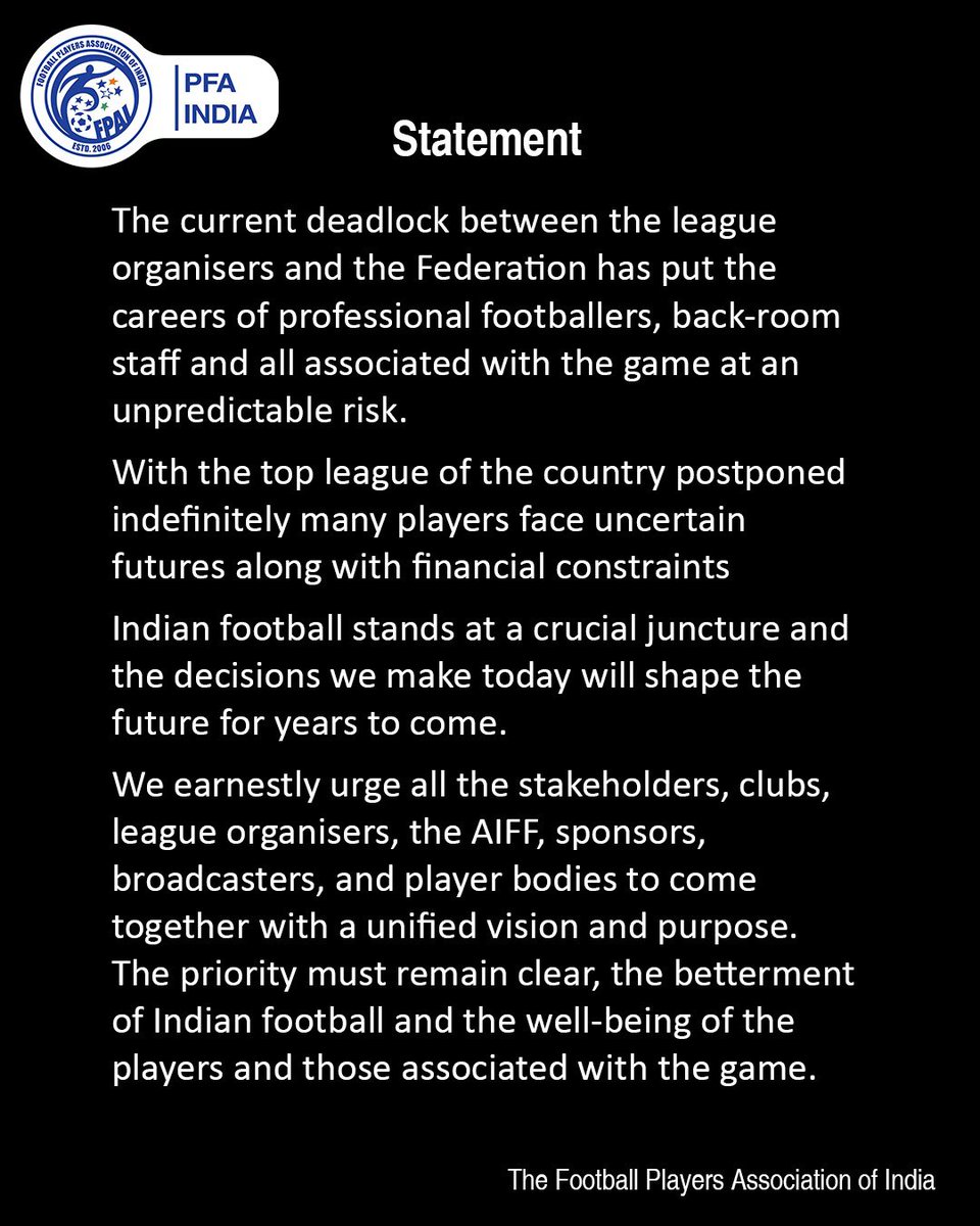 “STATEMENT” 

#pfaindia #indianfootball