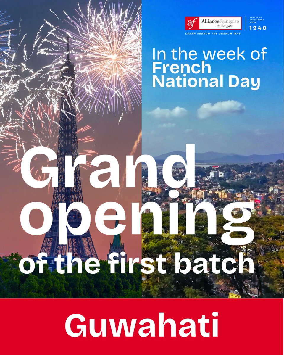 🎉 Grand Opening in Guwahati!
Our first French beginners’ batch kicks off at Sanskriti The Gurukul, Ahomgaon, Guwahati 🇮🇳🇫🇷
Launched during French National Day week, in partnership with <a href="/ifiofficiel/">The French Institute in India</a>, <a href="/FranceinIndia/">French Embassy in India 🇫🇷🇪🇺</a> &amp; Sanskriti The Gurukul. <a href="/FacinoNicolas/">Nicolas FACINO</a> 
#LearnFrench #AFdB