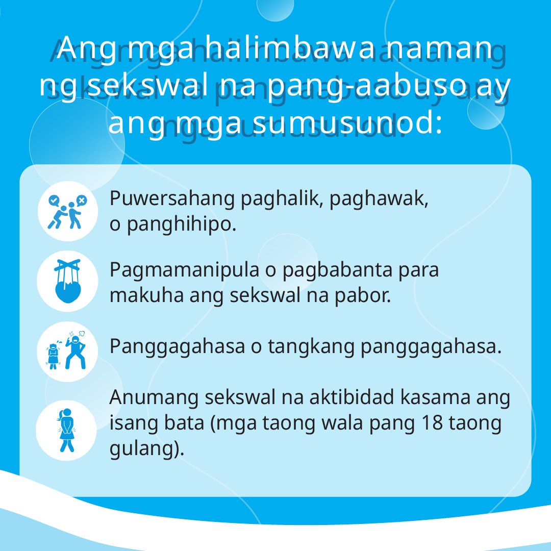 unicefphils's tweet image. Huwag ipagwalang-bahala ang Sexual Exploitation and Abuse.

May mga palatandaan na nakararanas ng SEA ang isang bata o indibidwal—pag-iwas, labis na takot, o biglaang pagbabago sa kilos.

Maging alerto, alamin ang puwedeng gawin, at kumilos.