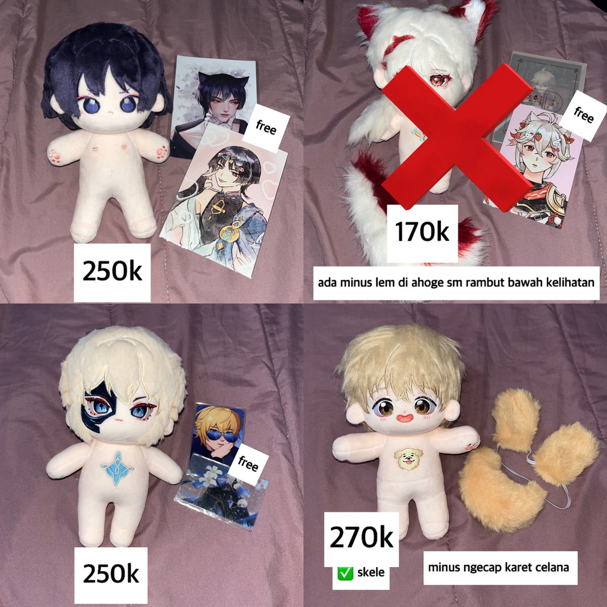 nightylene's tweet photo. wts / want to sale 

doll genshin impact - scara dainsleif
doll skip and loafer - shima sousuke

dom solo, bisa manual/oren (link 👇)
#warunggenshin #warunganime https://t.co/tpNXPSrGRA
