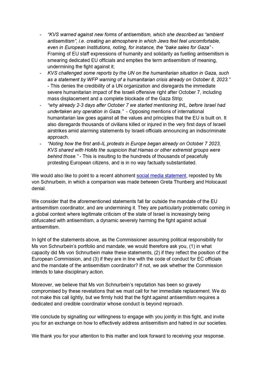 Tineke_Strik's tweet image. The EU deserves a credible antisemitism coordinator.
After von Schnurbein's deeply troubling statements - framing bake sales as antisemitic and suggesting that Hamas is behind mass protests across Europe - she lost all credibility.
We call for her immediate replacement 👇