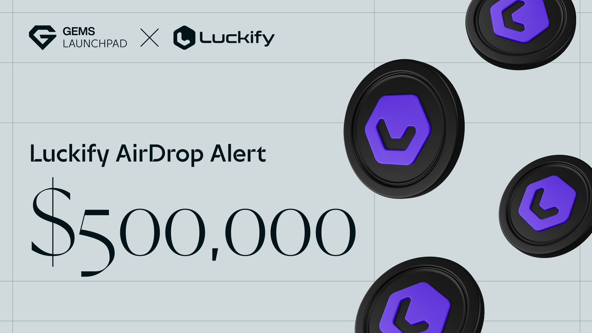 It's good to be a $GEMS holder :) 

$500,000 <a href="/Luckify_Defi/">Luckify</a> Airdrop is happening today.
exclusively for $GEMS holders!

Only on-chain wallets are eligible (not exchange accounts).

Be on the lookout for the $LUCK claim on Monday!
Good luck to all $GEMS holders!