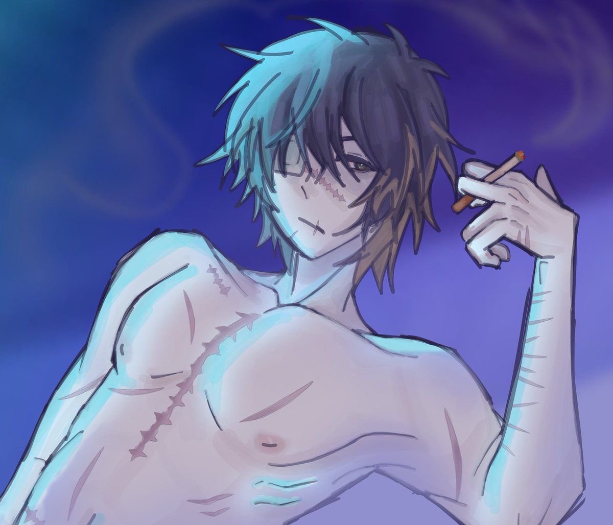 nikotinexp's tweet image. posting old art cuz where have i been.......... (idk why the scars look like that blame my old self ok) #slowdamage #スロダメ #CHiRAL