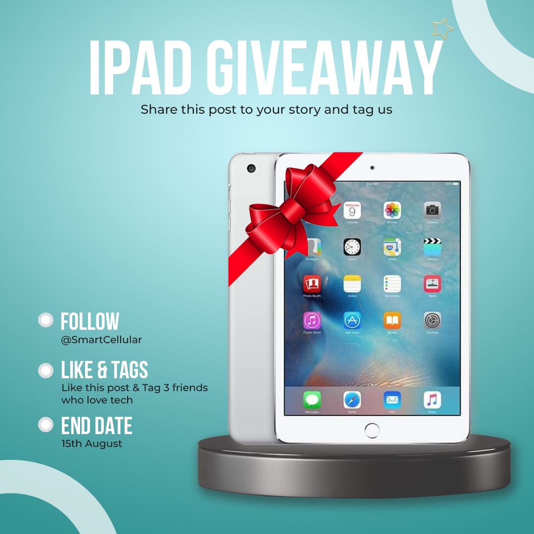 🚨 iPad Giveaway! 🚨
Win a FREE refurbished iPad from Smart Cellular! 💻🎉
How to enter:
✅ Follow us <a href="/smartcellular_1/">Smart Cellular</a>
✅ Follow on IG &amp; FB: smartcellular.co.uk
✅ Like &amp; RT
✅ Tag 3 mates

UK only 🇬🇧 | 18+ | Ends 15.08.2025
#Giveaway #SmartCellular #FreeiPad