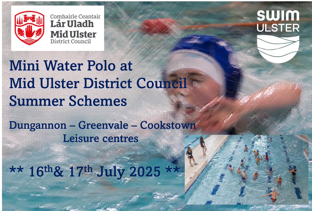 Water Polo: Congratulations to all of the young boys and girls taking part in this years <a href="/SwimUlster/">Swim Ulster</a>  Mini Water Polo sessions at <a href="/MidUlsterDC/">Mid Ulster Council</a>  District Council Leisure Centre Summer Schemes
More at: facebook.com/share/p/1EtaTR…

<a href="/swimireland/">Swim Ireland</a>  @irelandwaterpolo  <a href="/_SportNI/">Sport NI</a>