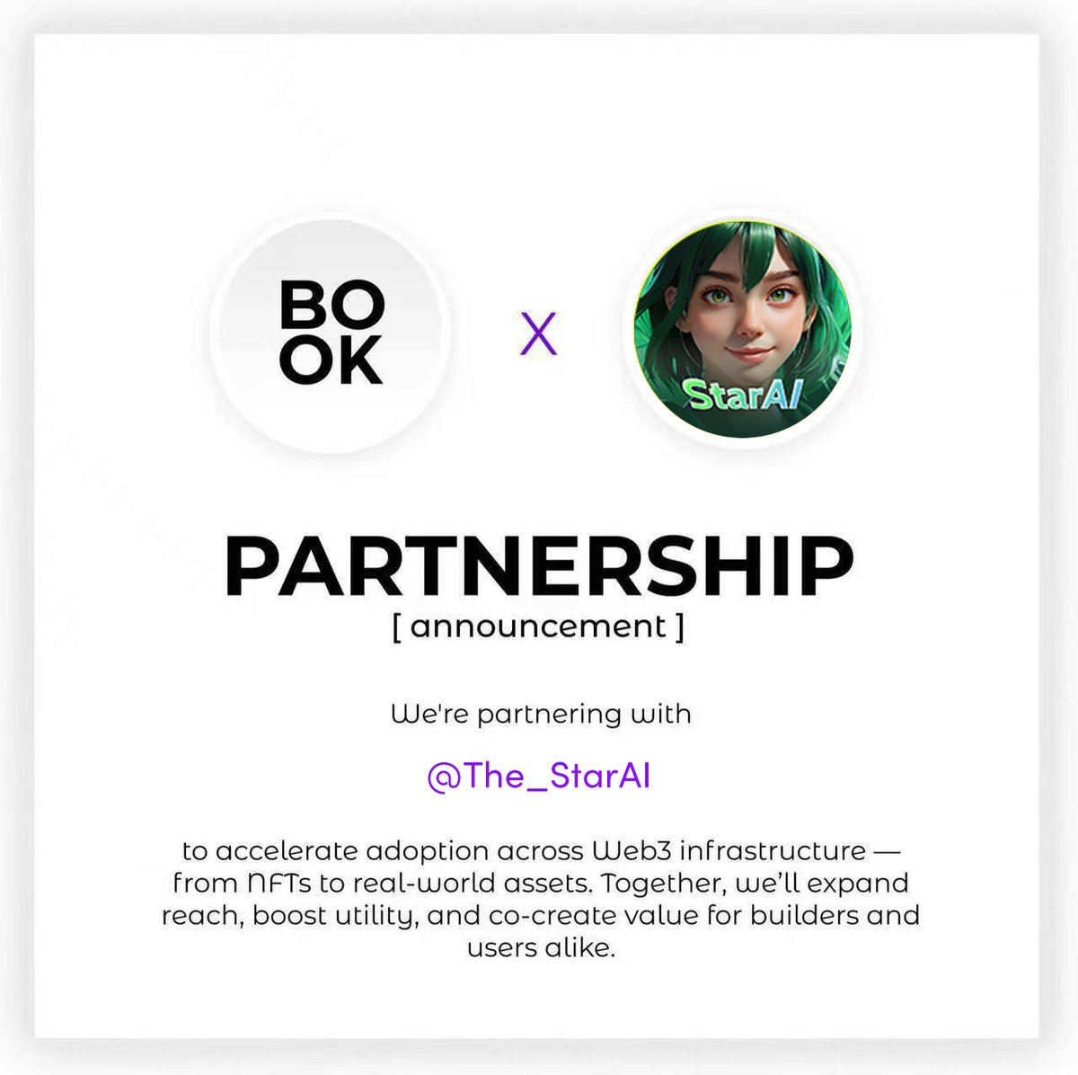 thebook_words's tweet image. 🤝 New Partnership
The Book × StarAI
The Book is thrilled to partner with @The_StarAI !
StarAI is revolutionizing creator monetization with AI + Web3 incentives for over 10 million users. We're excited to build a more empowered and user-centric digital landscape together.…