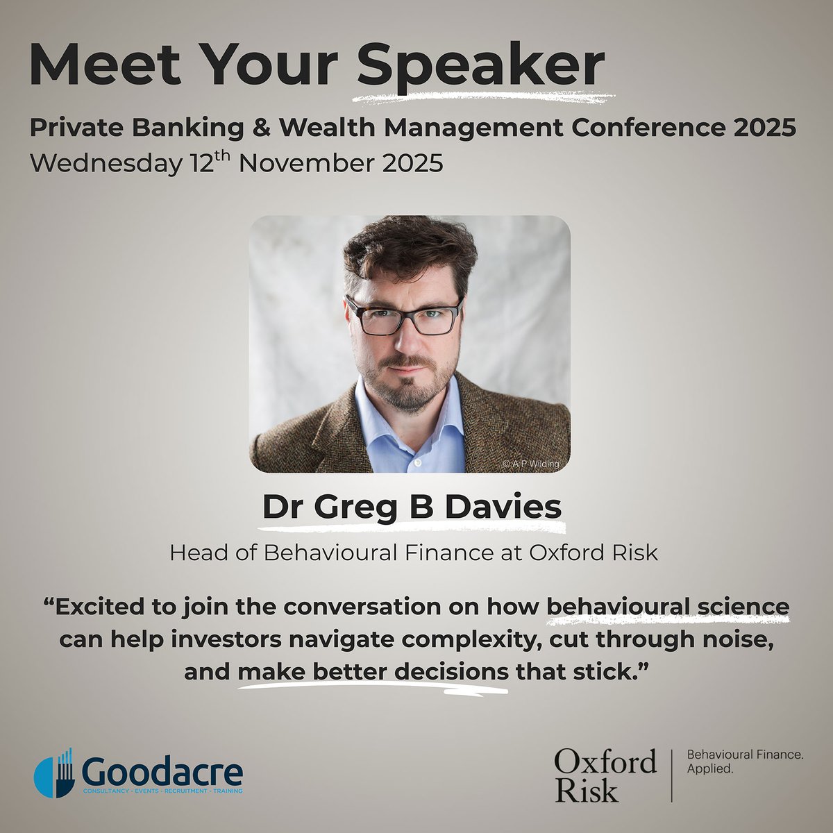Oxford Risk (@oxfordriskltd) on Twitter photo 🚨 Speaker announcement! 🚨 Oxford Risk's Head of Behavioural Finance, <a href="/GregBDavies/">Greg B Davies</a> joins the upcoming Private Banking and Wealth Management Conference on Wednesday, 12th November from 08:30am. Register for this CPD-accredited event here - eu1.hubs.ly/H0lMDzG0 🚨 Speaker announcement! 🚨 Oxford Risk's Head of Behavioural Finance, <a href="/GregBDavies/">Greg B Davies</a> joins the upcoming Private Banking and Wealth Management Conference on Wednesday, 12th November from 08:30am. Register for this CPD-accredited event here - eu1.hubs.ly/H0lMDzG0
