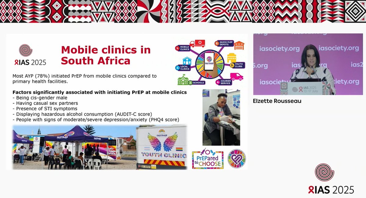 IAS - the International AIDS Society (@iasociety) on Twitter photo In South Africa, most adolescents and young people (78%) initiated #PrEP from mobile clinics compared to primary healthcare facilities. - <a href="/DTHF_SA/">Desmond Tutu Health Foundation</a>’s Elzette Rousseau 🇿🇦 #IAS2025 In South Africa, most adolescents and young people (78%) initiated #PrEP from mobile clinics compared to primary healthcare facilities. - <a href="/DTHF_SA/">Desmond Tutu Health Foundation</a>’s Elzette Rousseau 🇿🇦 #IAS2025