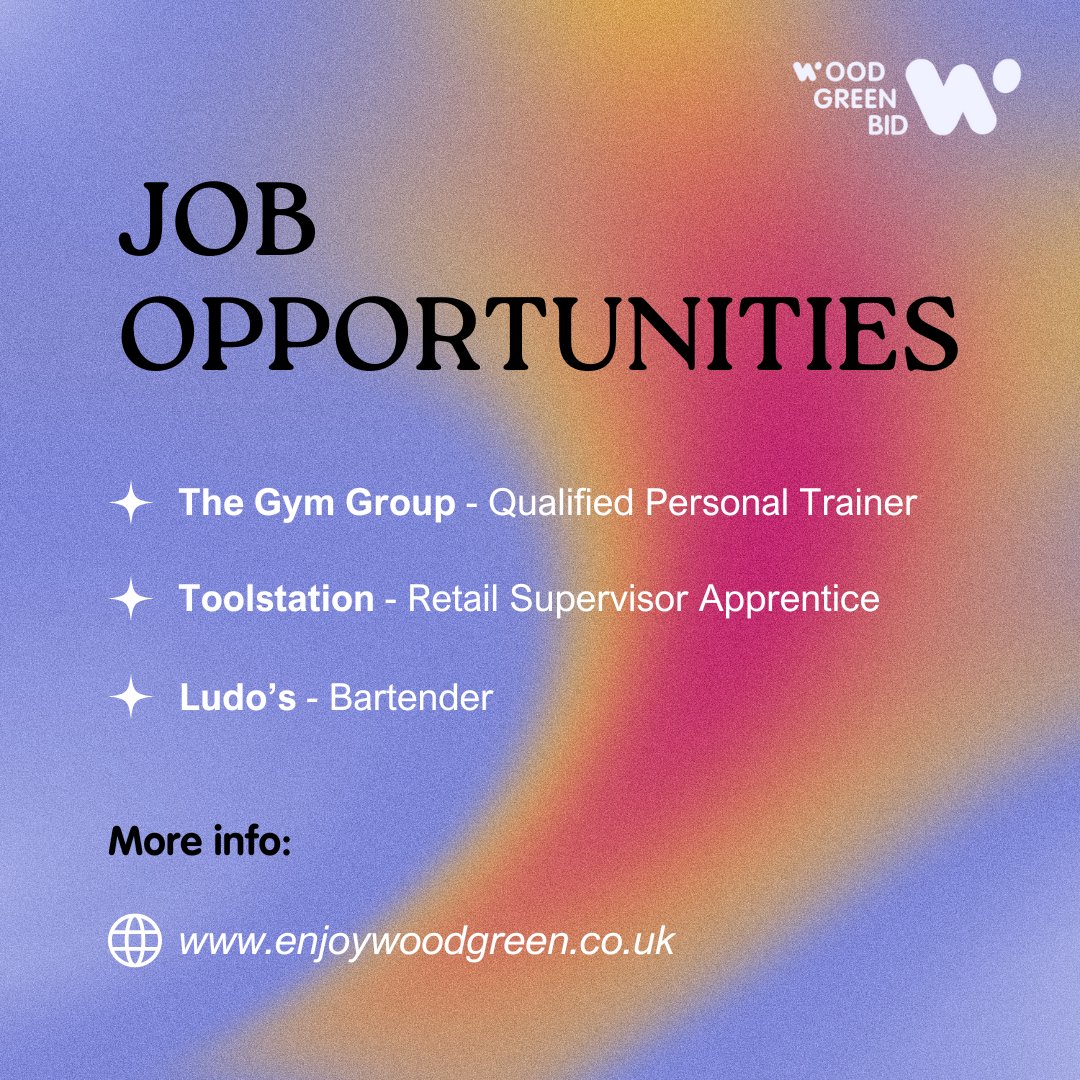 woodgreenbid's tweet photo. Live job opportunities in Wood Green!

Are you a local business in Wood Green, Turnpike Lane or surrounding areas? Want help promoting your vacancy?

Fill out our Job Vacancy form via the link in our bio✨ https://t.co/00gYZ0CTzS