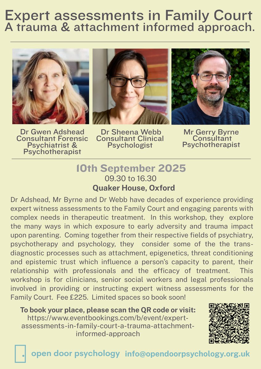 I've spoken a lot about the need for a trauma lens within Family Court, if you'd like to continue the conversation we are hosting a CPD workshop in Oxford in September focussed on trauma informed thinking in expert assessments.