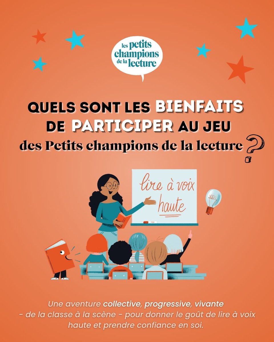 championlecture's tweet image. 📣 Pourquoi participer aux Petits champions de la lecture ?
Parce que c’est bien plus qu’un jeu ! C’est une aventure humaine, littéraire et pédagogique qui transforme les enfants… et les adultes qui les accompagnent.
Rejoignez-nous : lespetitschampionsdelalecture.fr