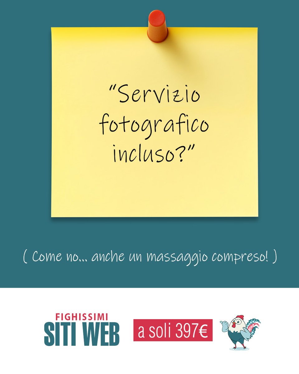 🤪 SERVIZIO FOTOGRAFICO INCLUSO? 😱
Come no... Anche un massaggio compreso!
Quando il cliente ci prende per una Onlus. 😂
#fotografia #sitiweb #contenuticreativi