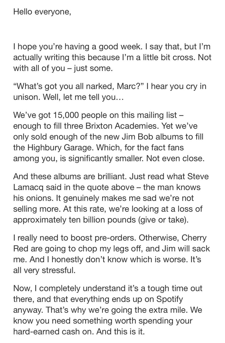 mrjimBob's tweet image. A long message from the music business’s most passionate manager.