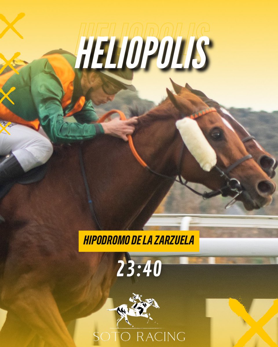 Raceday
<a href="/HipodromoMadrid/">Hipódromo de La Zarzuela</a> 
23:40
Heliopolis <a href="/RNValle2/">R.N.Valle</a> 

#vamosequipo #SotoRacing