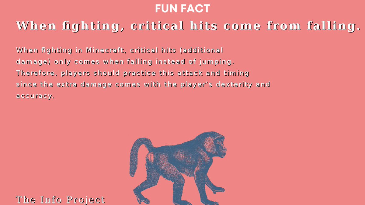 FunFactProject's tweet photo. Master Minecraft combat with critical hits! Did you know? Extra damage only occurs when falling, not jumping. Time your attacks for a potent advantage. #MinecraftTips #GamerSkills https://t.co/MoUv51hJHe