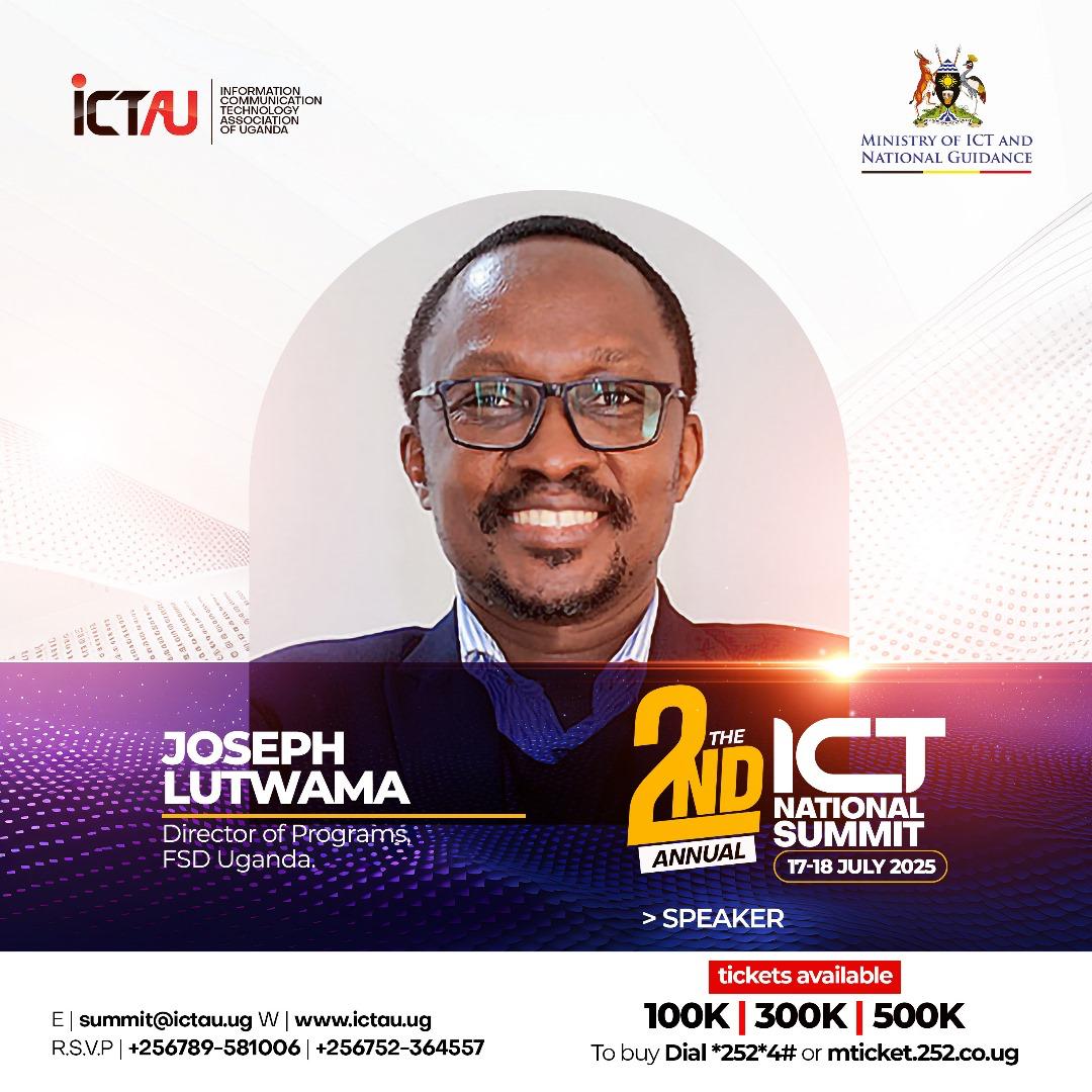 fsduganda's tweet photo. Our Director of Programs @jlutwama is a keynote speaker at the #NationalICTSummit | #NationalICTSummit2025!  He will share insights that could shape our digital future!  💻🌍. His speech is titled: “Unlocking the Digital Divide: A Holistic Approach to Harnessing the Value of ICT.”
