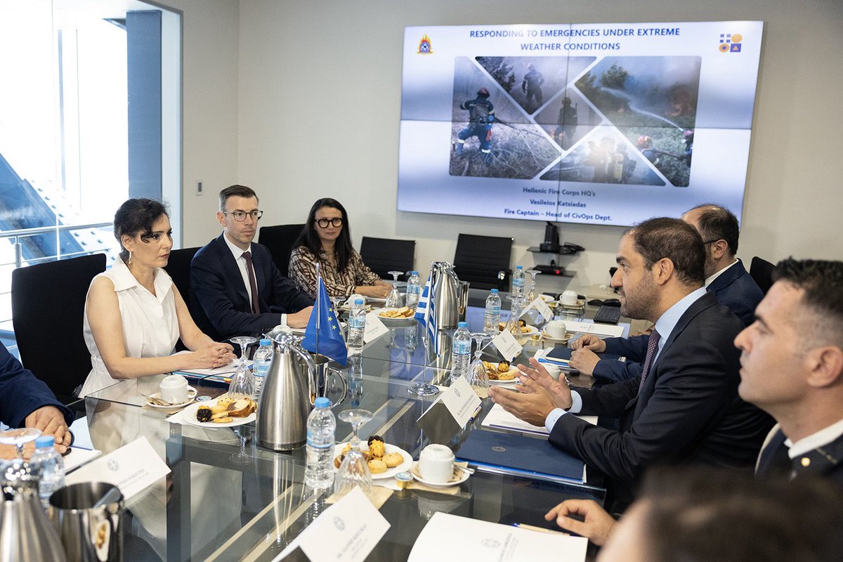 hadjalahbib's tweet image. Thank you for the warm welcome, @gkefalogiannis.
At the outset of what appears to be a challenging #wildfire season, my visit comes at a timely moment.
#Greece’s support for EU disaster response and hosting of firefighting teams show true solidarity in action.