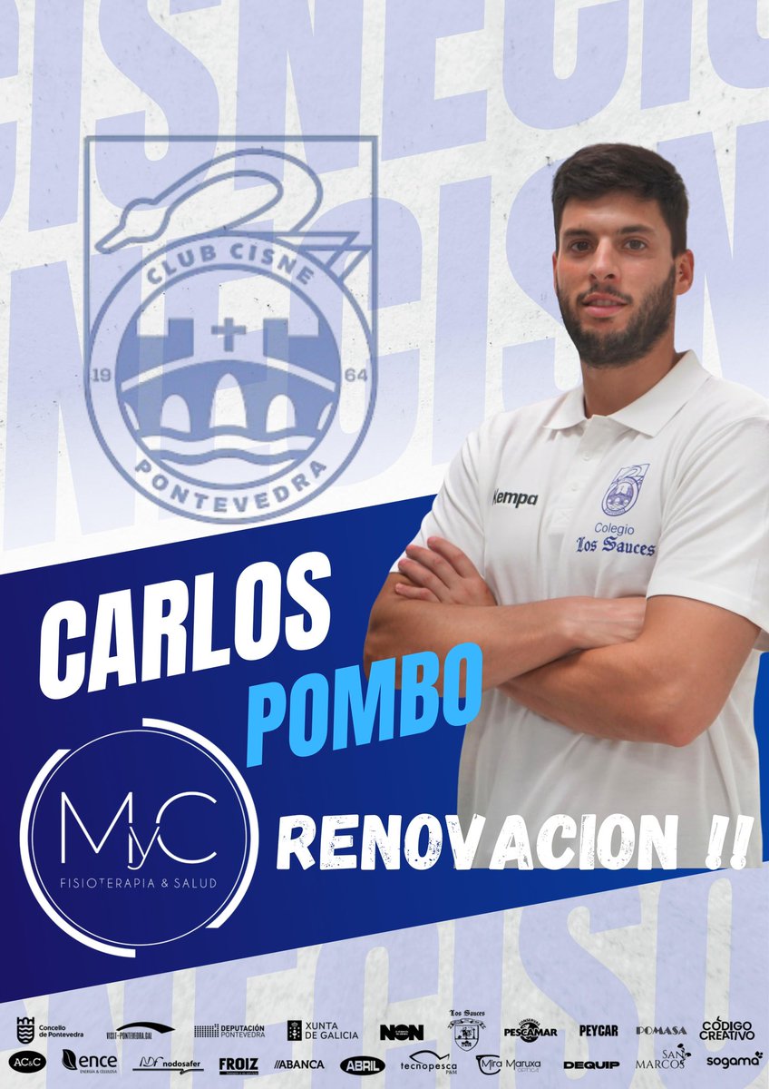 🎯  𝐑𝐄𝐍𝐎𝐕𝐀𝐂𝐈𝐎́𝐍 | 𝐂𝐚𝐫𝐥𝐨𝐬 𝐏𝐨𝐦𝐛𝐨 y el Club Cisne Balonmano amplían su vinculación.

🏥 Una temporada más '𝐌𝐲𝐂' seguirá a nuestro lado con sus servicios de fisioterapia, salud y rehabilitación.

#VamosCisne
