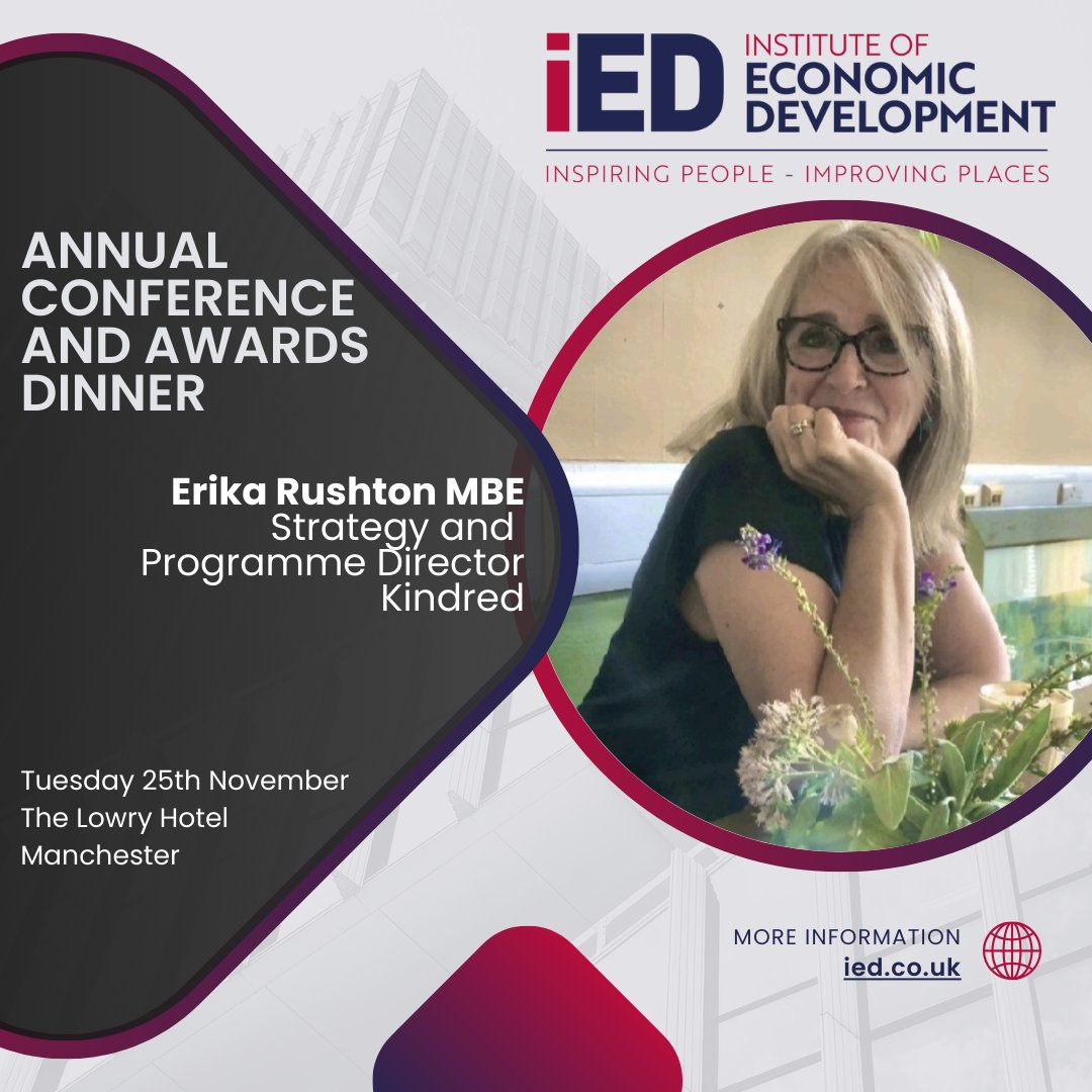 theIED's tweet image. Joining us at #IEDConf2025 is Erika Rushton MBE, Strategy and Programme Director at Kindred. Erika will be leading a breakout session on 'Redesigning money to grow your own economy'.
Tickets available for members AND non-members here sasevents.eventsair.com/ied-conference….