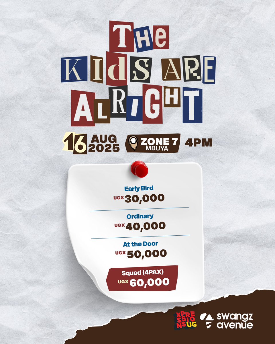 It’s giving fresh, it’s giving headliner, it’s giving #TheKidsAreAlright 🎒

<a href="/Kidfromkigali/">KidFromKigali</a> <a href="/MujuniMirembe/">Juni B Jonez</a> <a href="/MattTravers256/">MATT TRAVERS</a> <a href="/KyleSimbwa/">Kyle Simbwa</a> &amp; Kirikou, bringing you a fresh new sound at this #XpressionsUGLiveSession on 16th August!! 🔥😮‍💨

 🎫: url-shortener.me/1TVM

#NewClassNoRules