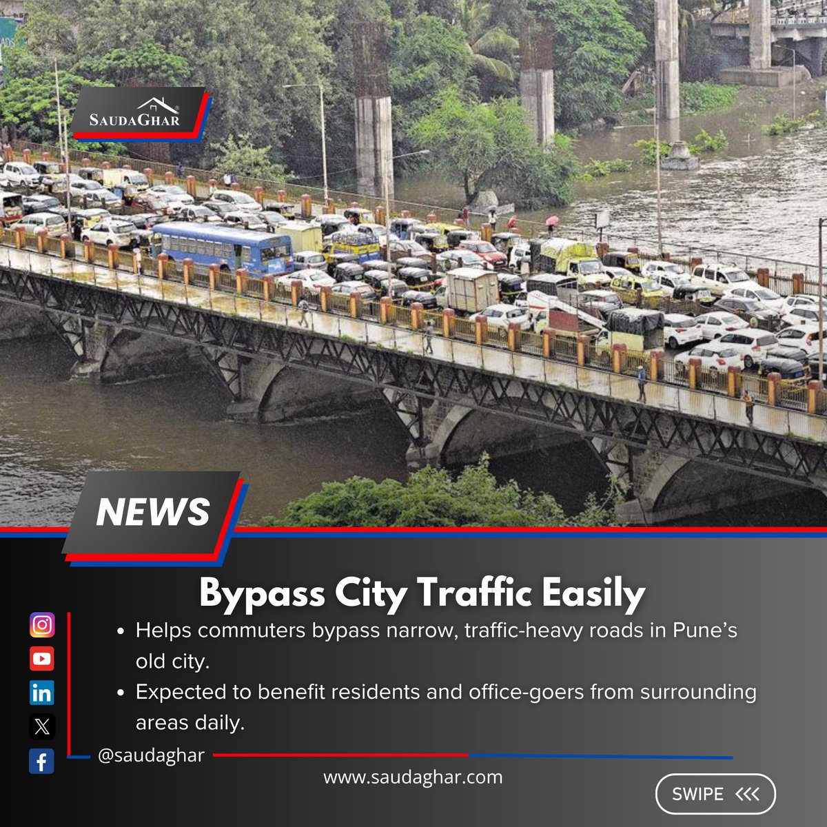 Pune Metro’s Iconic Omkareshwar Bridge Set to Open in August 2025
The Pune Metro’s 105 metre long Omkareshwar pedestrian bridge, designed in the shape of a veena, is nearing completion and is expected to open to the public in August 2025. This striking cable stayed bridge spans