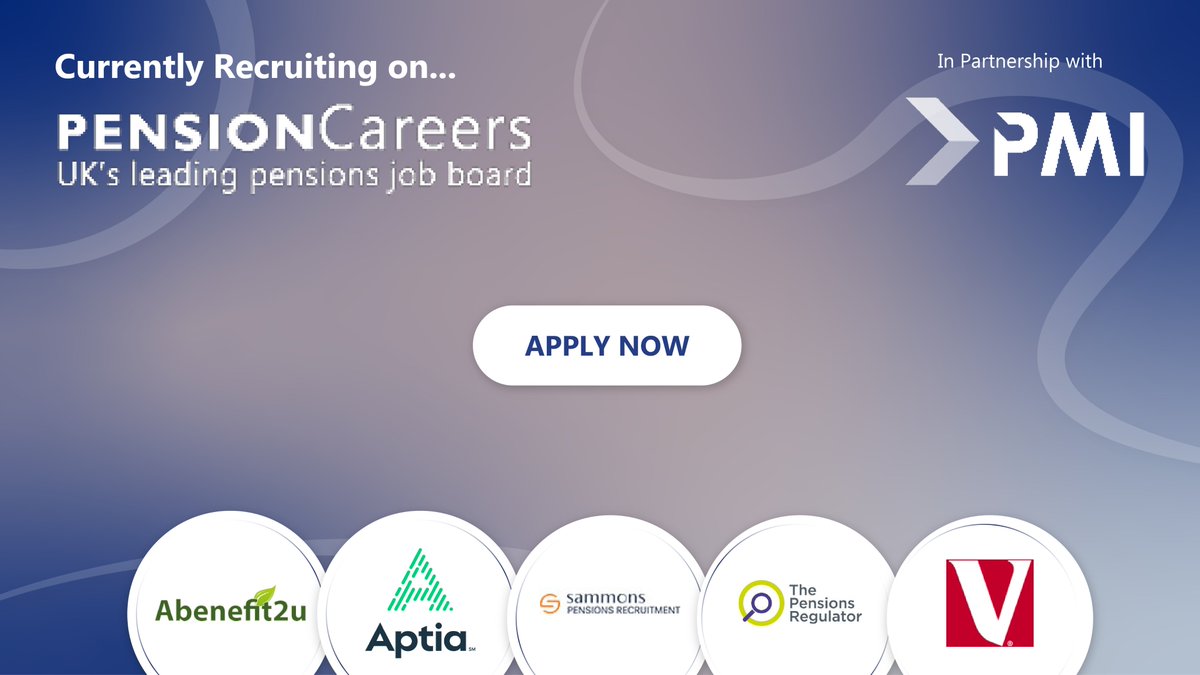 The Pensions Management Institute (@pmipensions) on Twitter photo Recruiting now!
<a href="/Abenefit2u/">Abenefit2u</a>, Aptia Group, <a href="/SammonsGroup/">Sammons Recruitment Group</a>, <a href="/TPRgovuk/">ThePensionsRegulator</a> and <a href="/Vanguard_Group/">Vanguard</a> are recruiting now on <a href="/PMIPensionsJobs/">Pension Careers</a>!
Visit their website to find out more and apply: bit.ly/3kNGYQP Recruiting now!
<a href="/Abenefit2u/">Abenefit2u</a>, Aptia Group, <a href="/SammonsGroup/">Sammons Recruitment Group</a>, <a href="/TPRgovuk/">ThePensionsRegulator</a> and <a href="/Vanguard_Group/">Vanguard</a> are recruiting now on <a href="/PMIPensionsJobs/">Pension Careers</a>!
Visit their website to find out more and apply: bit.ly/3kNGYQP