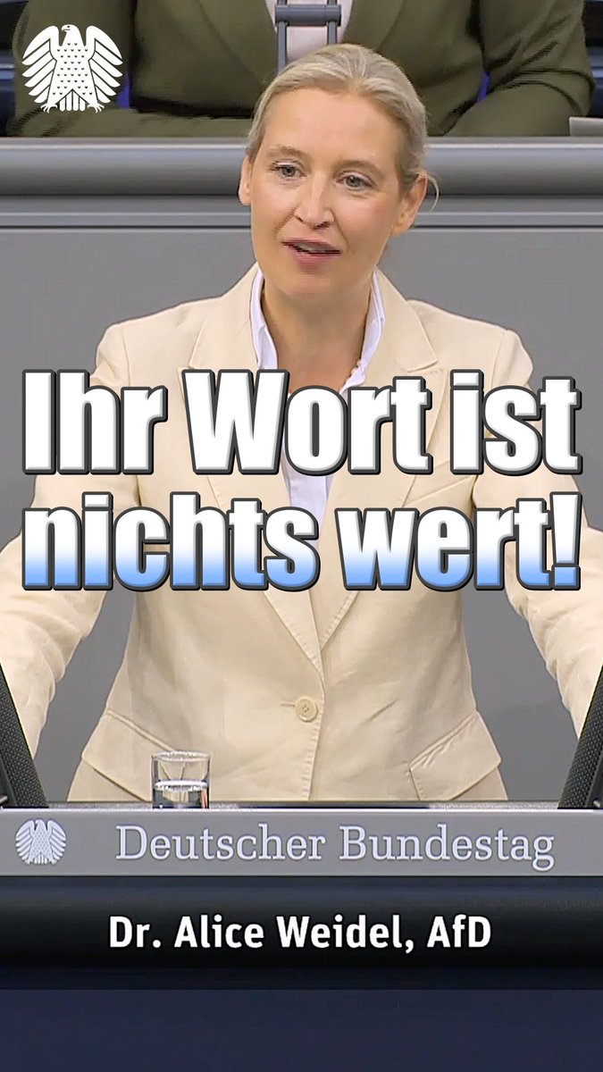 🎤: „Ihr Wort ist nichts wert, Herr #Merz!“ – Dr. Alice Weidel

youtube.com/shorts/BJ2bsd8…

<a href="/Alice_Weidel/">Alice Weidel</a> <a href="/AfD/">AfD</a> #Bundestag

Gerne ein Abo da lassen: 🙏 📷Telegram: t.me/rainerrothfuss 📷youtube.com/c/DrRainerRoth… 📷Facebook: facebook.com/Dr.Rainer.Roth… 📷TikTok:  📷Instagram: