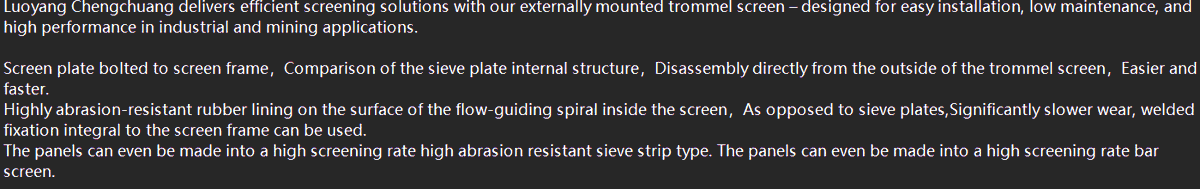 LYchengchuang's tweet image. 🔧 Introducing Our Externally Mounted Trommel Screen
#TrommelScreen #IndustrialSolutions #MiningEquipment #MaterialHandling #LuoyangChengchuang #ScreeningTechnology #WasteManagement #SolidSeparation
