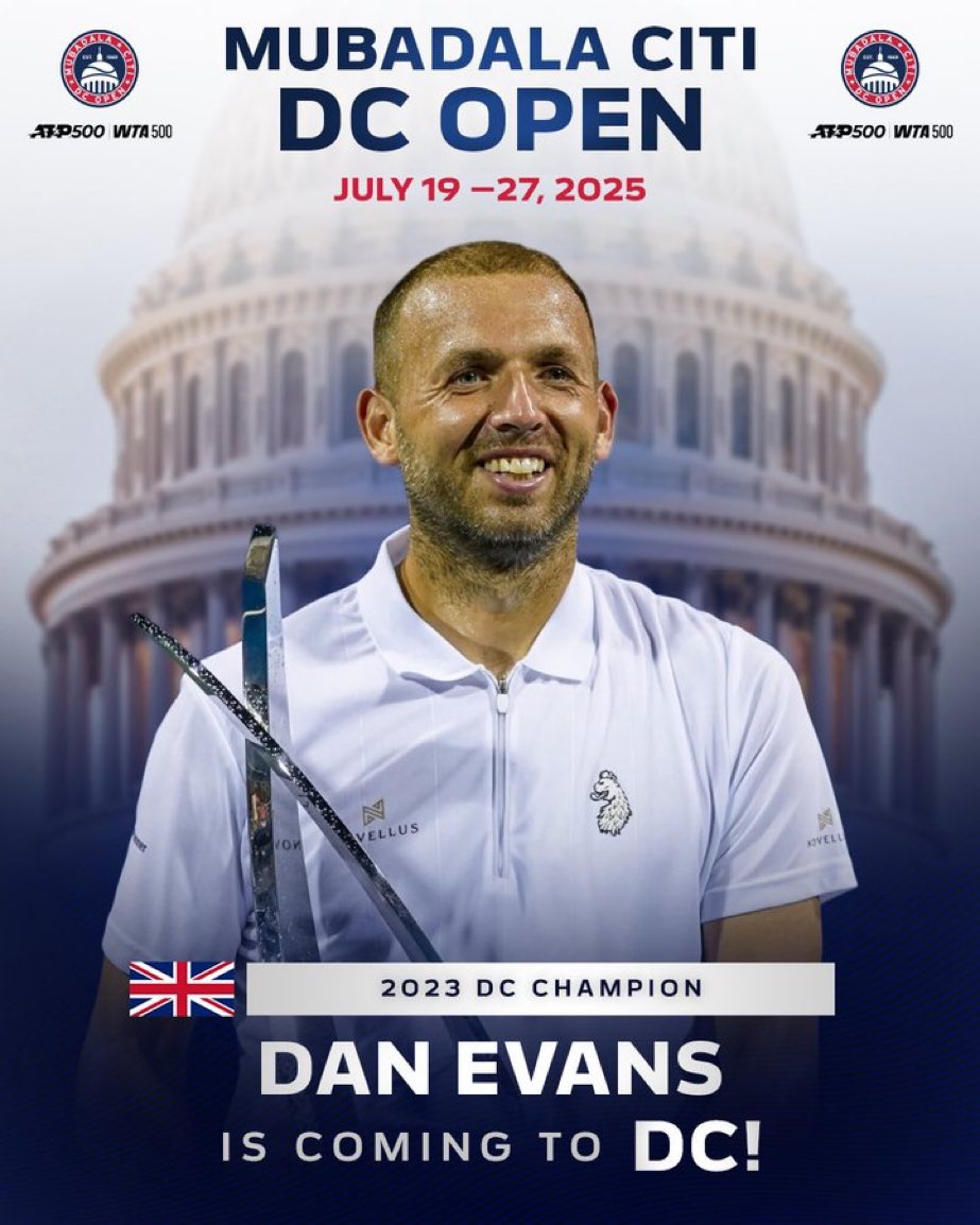 Delighted to see Evo secure a wild card for DC - where he claimed his biggest career title. Let’s run it back 🇬🇧

#MubadalaCitiDCOpen #BackTheBrits