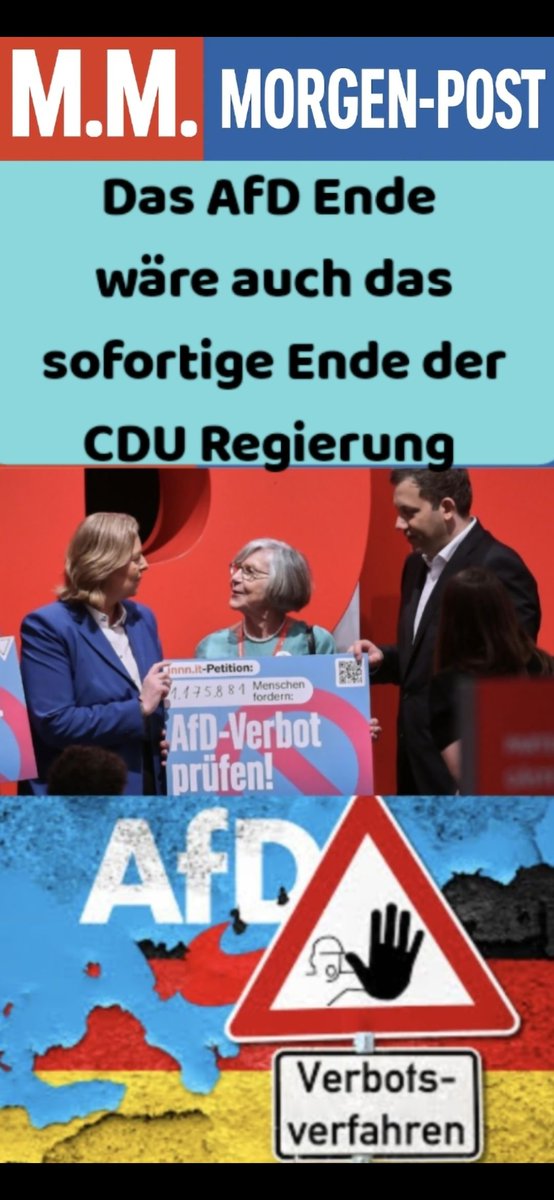 6 von 8! Richter braucht es zum AfD Verbot. Hier noch weitere Zahlen und Details.
"Man" kann auch mal so denken, ist auch interessant:
CDU zögert plötzlich bei der Richterwahl.
Ist der CDU in letzter Minute noch "ein Licht aufgegangen", was sie da eventuell mit einem AfD Verbot