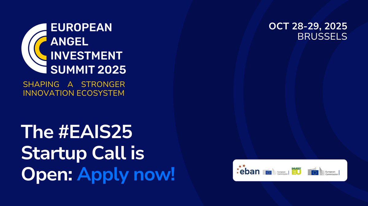 EBAN_org's tweet image. 🚀 Startups: Apply to pitch at #EAIS2025 in Brussels!
📅 28–29 Oct
🎯 For early-stage DeepTech, AI & Space/DefenceTech raising €150K–€2M
📝 Apply via InvestEU before Sept 15: investeuportal.europa.eu/summit2025-pit…