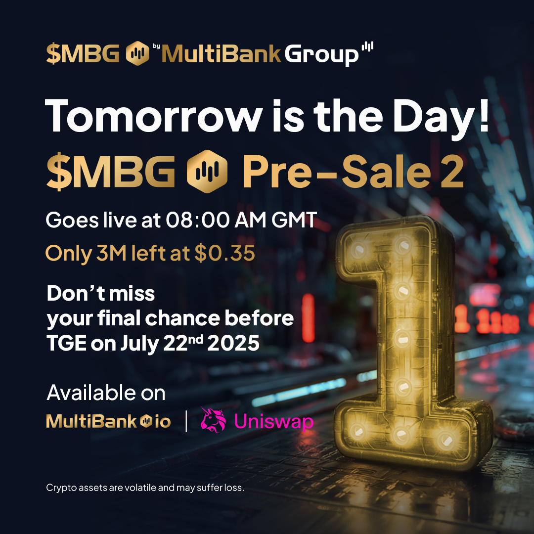 ⏳ Just 1 day left until Round 2 of the $MBG Token Pre-Sale. Be ready to  join the $MBG Pre-Sale 2: https://t.co/oeTIxCFIRc The first 7 million tokens  sold out in minutes. Only