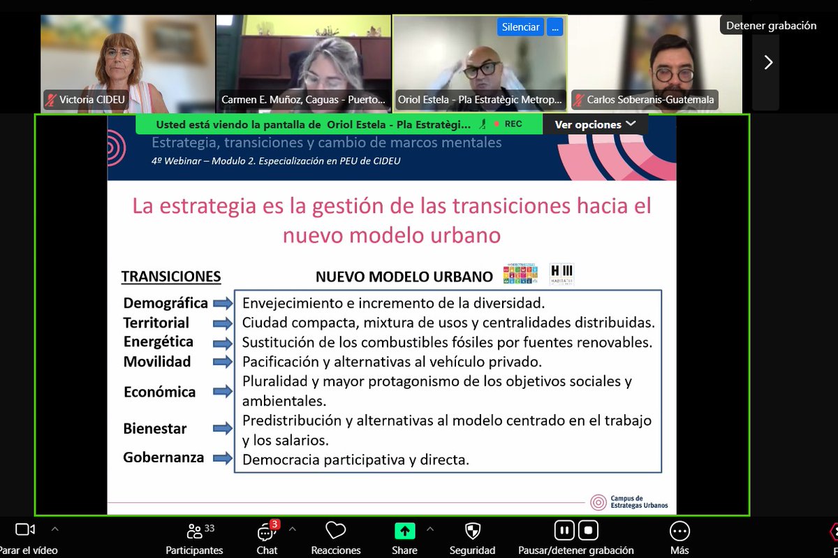 CIDEU's tweet image. 🧠 Ayer cerramos el módulo 2 de la #EspecializaciónPEU hablando de lo que realmente mueve las ciudades: cambiar la forma de pensar para cambiar la realidad.
💡 Estrategia, transiciones… y el reto de transformar marcos mentales.
🚀Planificar no es solo prever, ¡es transformar!