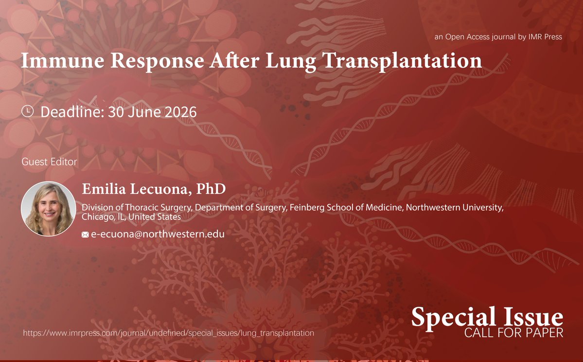 Landmark_IMR's tweet image. 🩺 hashtag#SpecialIssue: Immune Response After Lung Transplantation
🎐Lung transplantation offers a lifesaving option for patients with end-stage lung disease. 🔬Although there have been significant improvements in survival since lung transplantation became a clinically viable…