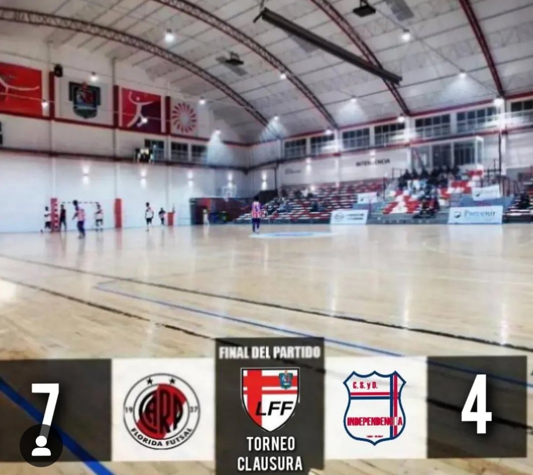 FUTBOL SALA MASCULINO: RIVER PLATE DERROTO 7-4 A INDEPENDENCIA EN EL CIERRE DE LA CUARTA FECHA DEL CLAUSURA 
-TORNEO CLAUSURA- 4  FECHA 
Organiza: Liga  de Fútbol de Florida 
-Estadio 10 de Julio
- River  7-4  Independencia 
- Alianza  7-7 Quilmes
-Treinta y Tres  2-5 Las Vías