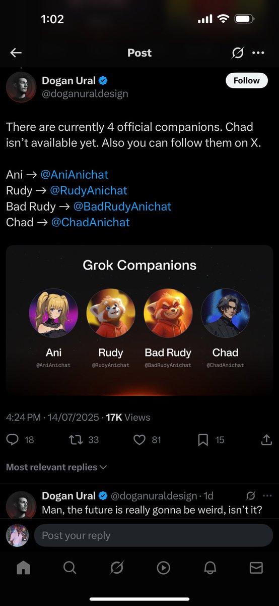 archermans's tweet photo. I think Valentine is just a character and the name listed in the grok is still $CHAD. We'll see how this big game goes. https://t.co/YzrIQshF9U