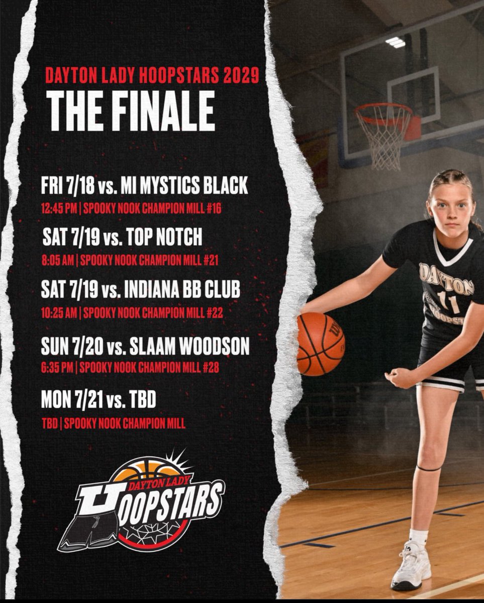 Here’s our teams schedule for our final tournament this weekend in Hamilton OH. Come and check us out!! ⬇️⬇️ <a href="/DLHoopstars/">DAYTON LADY HOOPSTARS</a> <a href="/dlh2029/">DLH2029</a>