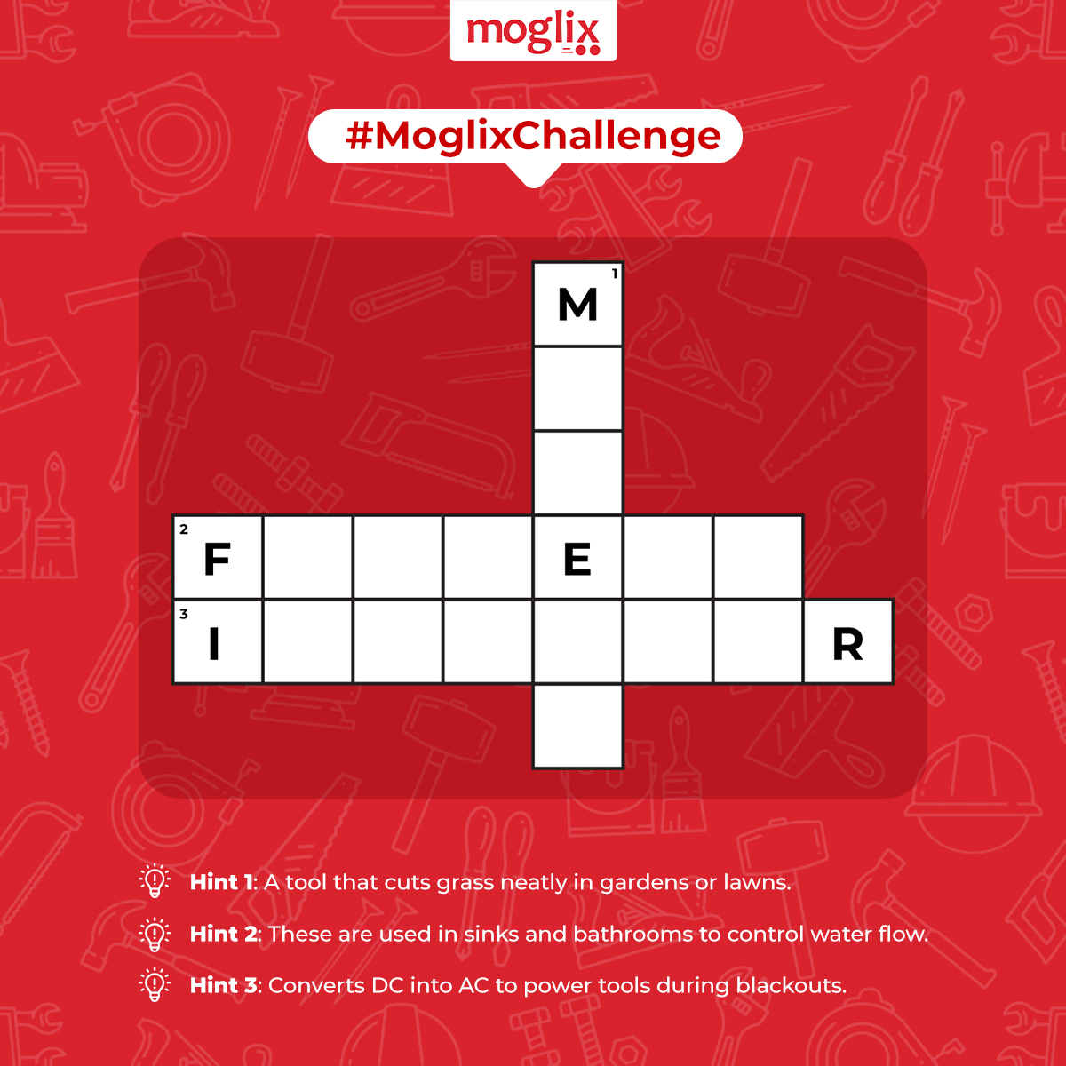 Ready to put your brain to the test? 🤔 

Join the latest #MoglixChallenge and decode this industrial tool crossword! 

Drop your answers and tag 3 friends to see if they can crack it too. 👇 

🎁 3 lucky winners will get exciting Moglix goodies! 

#MoglixChallenge #quiz #Moglix