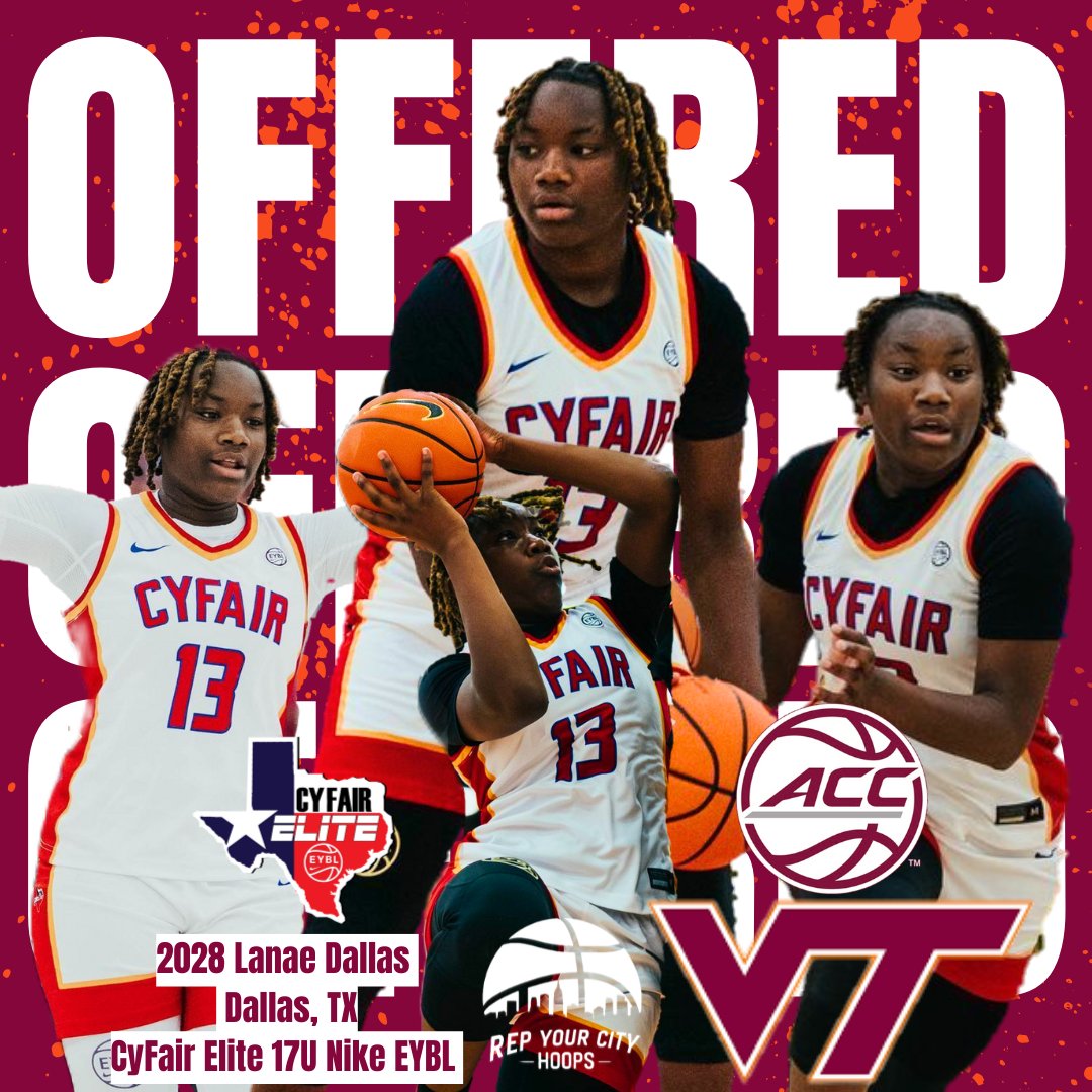 Rep Your City Hoops (@repyourcityhoop) on Twitter photo Congratulations to one of the top 2028's in America, Lanae Dallas of <a href="/CFEliteSports/">CyFair Elite Sports</a> and <a href="/gbbladytigers/">LadyTigersGBB</a> on earning an offer from the Virginia Tech University! Dallas is coming off a big time showing at <a href="/NikeGirlsEYBL/">Nike Girls EYBL</a> Session III in Louisville, KY!
#RepYourCityHoops #CyFairElite Congratulations to one of the top 2028's in America, Lanae Dallas of <a href="/CFEliteSports/">CyFair Elite Sports</a> and <a href="/gbbladytigers/">LadyTigersGBB</a> on earning an offer from the Virginia Tech University! Dallas is coming off a big time showing at <a href="/NikeGirlsEYBL/">Nike Girls EYBL</a> Session III in Louisville, KY!
#RepYourCityHoops #CyFairElite
