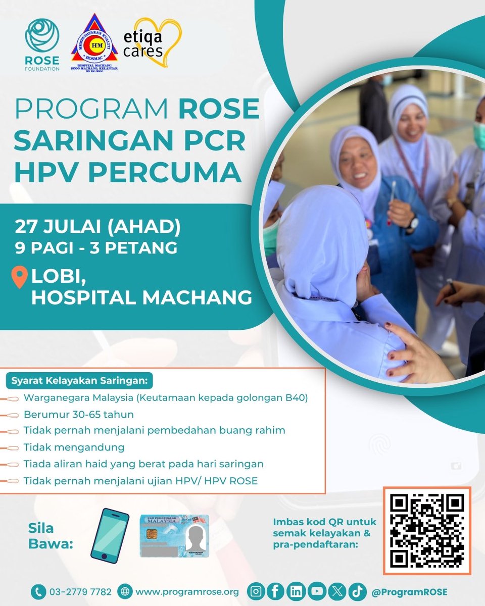 ProgramROSE's tweet image. Jangan lepaskan peluang ini untuk melakukan saringan serviks kendiri yang lebih mudah, pantas dan efektif daripada Pap Smear.​  
                                                                                                                  
#ProgramROSE​
#ROSEForEveryone