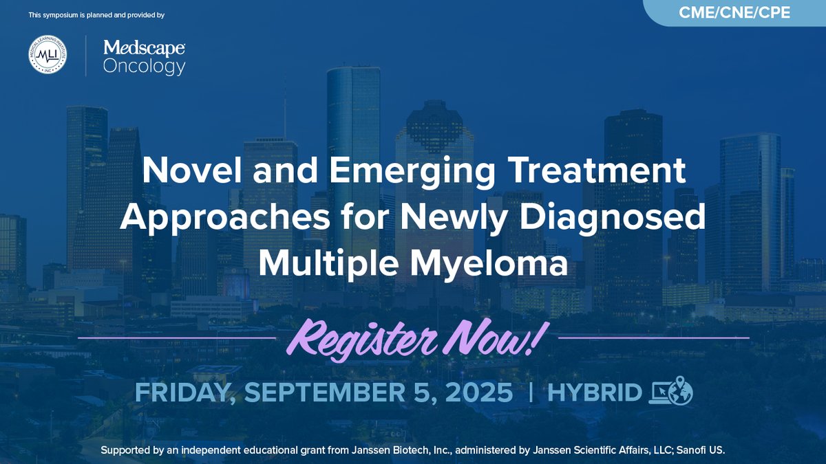 MedscapeLIVE's tweet image. π New insights for newly diagnosed multiple myeloma are here! Learn how to apply emerging clinical evidence and confidently tailor treatment strategies for your patients.
π ms.spr.ly/6017SSnPW #SOHO2025 #MyelomaUpdate