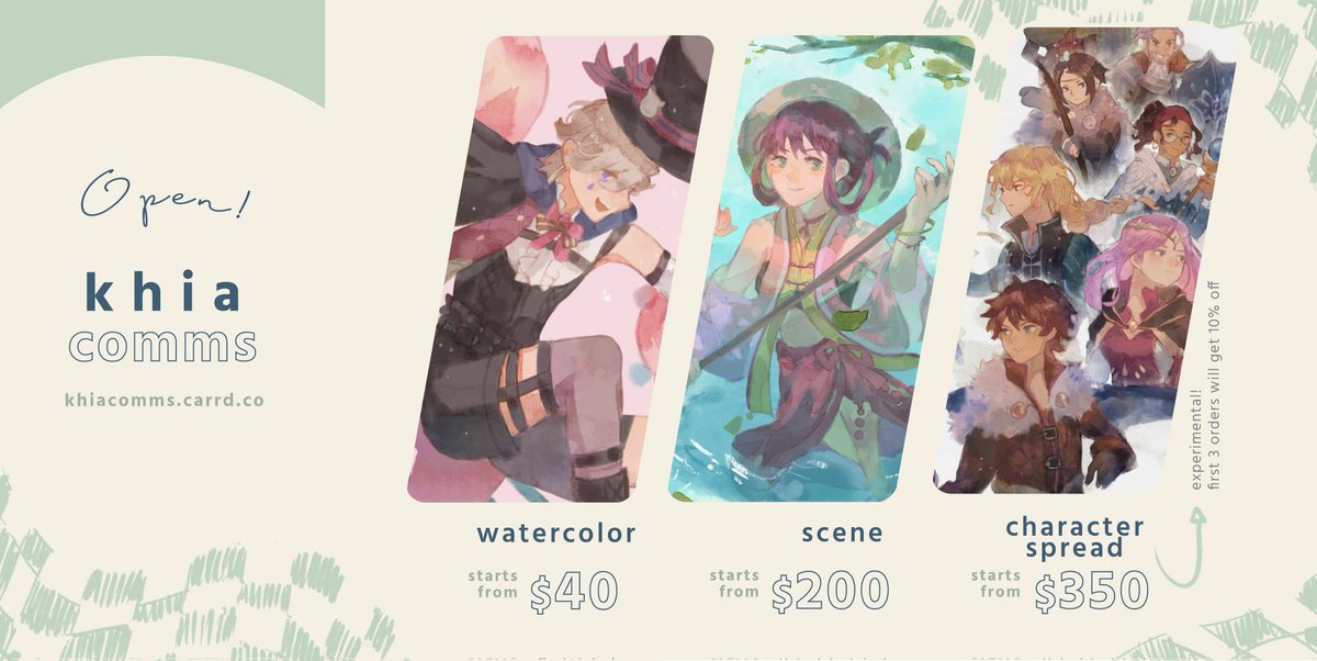 Cmns open!

Hi everyone, it's been a while! I've been experimenting a lot with my style and finally I've gotten to a point where I'm happy with it! If you're interested in getting a cmns with this style you can go to:
🔽