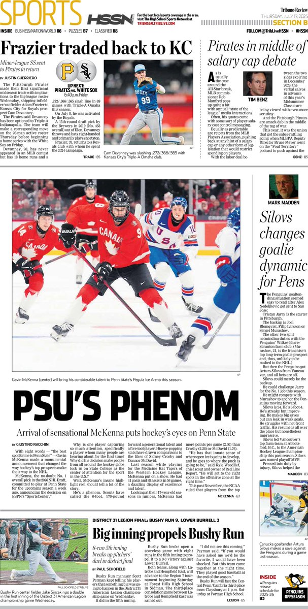 Tribune-Review Sports (@tribsports) on Twitter photo Here's an early look at Thursday's #frontpage of <a href="/TribSports/">Tribune-Review Sports</a>
Subscribe: ➡️subscribe.triblive.com/?utm_source=tr… Here's an early look at Thursday's #frontpage of <a href="/TribSports/">Tribune-Review Sports</a>
Subscribe: ➡️subscribe.triblive.com/?utm_source=tr…